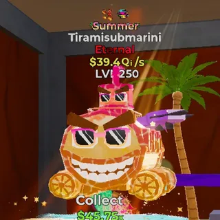 FORTNITE STEAL THE BRAINROT TIRAMISUBMARINI SUMMER 39.4Qi/s MAX LVL