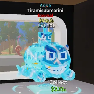 FORTNITE STEAL THE BRAINROT TIRAMISUBMARINI AQUA 5Qi/s LVL 201