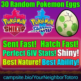 30 Shiny 6IV Random Eggs SWSH