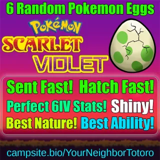 6 Random 6IV Shiny Eggs - Pokemon 