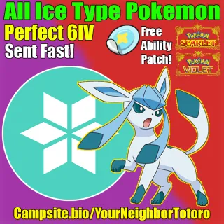 All Ice Type Pokemon - Shiny / Normal - Pokemon Scarlet and Violet - Custom Pokemon - Perfect 6IV - Any Pokemon - Sent Fast!