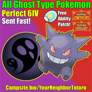 All Ghost Type Pokemon - Shiny / Normal - Pokemon Scarlet and Violet - Custom Pokemon - Perfect 6IV -
