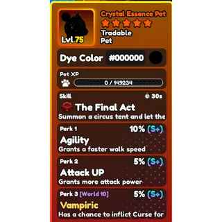 World Zero- CRYSTAL ESSENCE PET - #000000 - CLOWN SKILL (FINAL ACT)1X