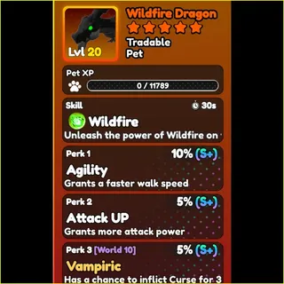 World Zero- PERFECT WILDFIRE DRAGON PET