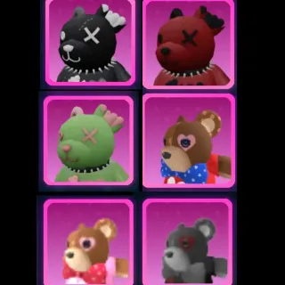 World Zero - BEAR/TEDDY MOUNT 6 PACK (BONUS CLOWN BEAR MOUNT)