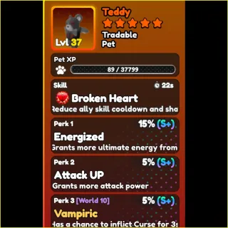 World Zero- PERFECT BLACK TEDDY PET 1X