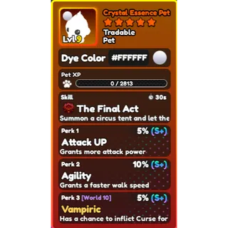 World Zero- CRYSTAL ESSENCE PET - #FFFFFF - CLOWN SKILL (FINAL ACT)1X
