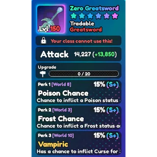 World Zero- Perfect Zero Greatsword (NEW PERKS) 