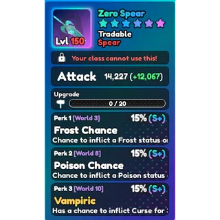 World Zero- Perfect Zero Spear (NEW PERKS) 