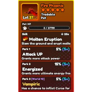 World Zero- FIRE PHONENIX VISUAL WITH MOLTEN ERUPTION SKILL PET