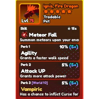 World Zero- Perfect Ignis, Fire Dragon Pet