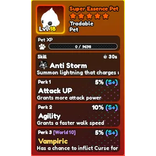 World Zero- SUPER ESSENCE PET - ANTI STORM SKILL 1X