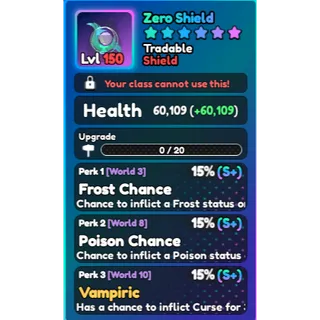 World Zero- Perfect Zero Shield (NEW PERKS) 