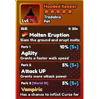 World Zero- HOODED KEEPER VISUAL WITH MOLTEN ERUPTION SKILL PET