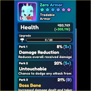 World Zero- UNOBTAINABLE ZERO ARMOR BOB 21%