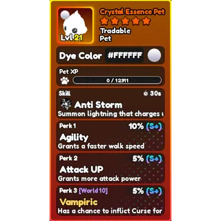 World Zero- CRYSTAL ESSENCE PET - #FFFFFF - ANTI STORM SKILL 1X