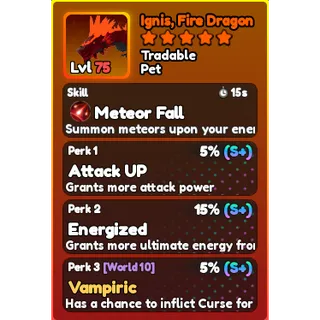 World Zero- Perfect Ignis, Fire Dragon Pet