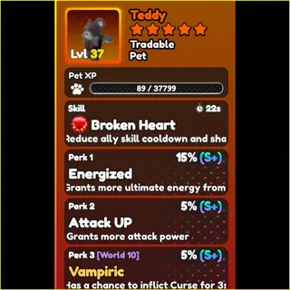 World Zero- PERFECT BLACK TEDDY PET 1X