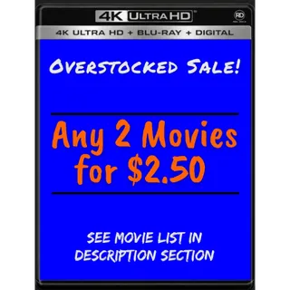 Inventory Reduction Sale!!  Buy any 2 Movies for $2.50!!