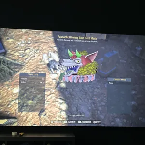 glowing blue devil mask