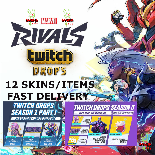Marvel Rivals TWITCH DROPS 12 SKINS/ITEMS Marvel Rivals Game Item
