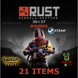 RUST 36 + 37 ROUNDS 21/21 unique skins TWITCH DROPS