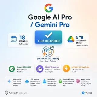 Google Gemini Pro 18 Months + 5TB Storage | Instant Activation Link | No CC & No VPN