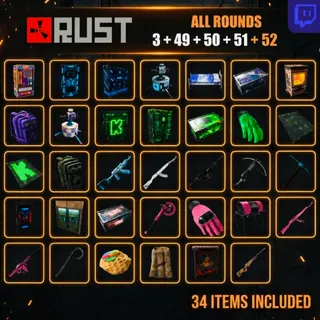 ⚡️FAST SENT⚡️ Rust Twitch & Kick Drops - All Available Rounds - 34 Items/Skins ALL PLATFORMS