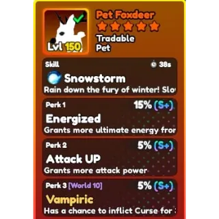 White Foxdeer (Perfect Attk + Energized + Vamp) // World Zero