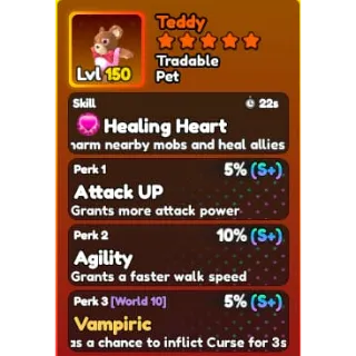 Teddy [Healing Heart] (Perfect Attk + AGI + Vamp) // World Zero