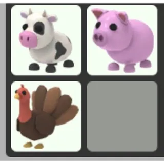adopt me farm pets bundle cow,pig,tu