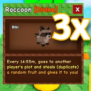 3X RACCOON GROW A GARDEN