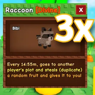 3X RACCOON GROW A GARDEN