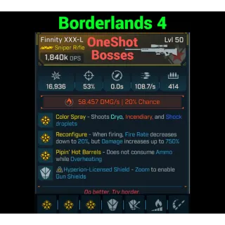 Borderlands 4   [MODDED] BEST WEAPON IN THE GAME 1.800.000 DPS Finnity XXX-L - 17k DMG - ONE SHOT ANY BOSSES