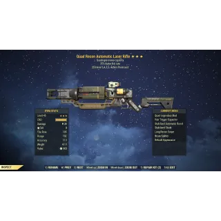 Quad 25% Faster Fire Rate Laser Rifle 25% Less Vats Cost