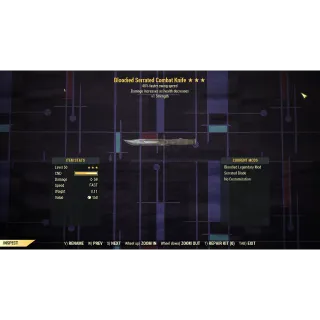 Bloodied 40% faster swing speed Combat Knife + 1 Strength