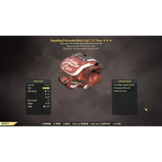 [Legendary Power Armor] Unyielding T-51 b Power Armor Set (Food Drink Chem Weight Reduction, 5/5 FULL AP REFRESH)