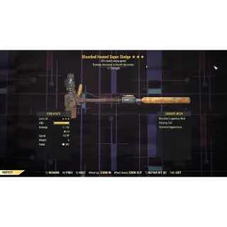 Bloodied 40% faster swing speed Super Sledge + 1 Strength