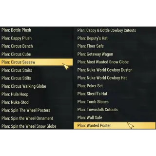 Plan: (Nuka-World) Task activity reward (All 71 tradable plans)