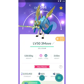 Shiny Lv50 - 3 Skills Zacian Crowned - TRADE 20K or 1M PLEASE READ DESCRIPTION