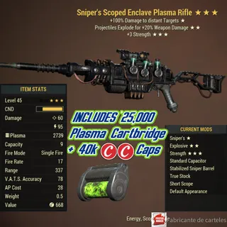 Sniper Explosive Enclave Plasma ( SE3S - SE 3S ) + 40,000 CAPS + 25,000 PLASMA CARTBRIDGE 