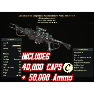 AA5035 Enclave Plasma Rifle + 40k caps + Ammo