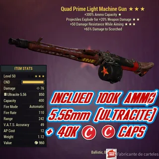 Quad Explosive LMG ( QE50 - QE 50 ) + Ammo + Caps