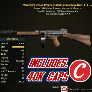 Vampire's Explosive Submachine Gun ( VE35 - VE 35 ) + 40,000 CAPS 