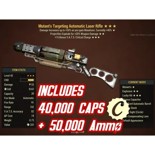 ME15 Laser Rifle ( Mutant's / Explosive ) + 40,000 caps + Ammo