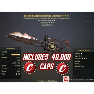 B403E Chainsaw ( Bloodied / +40% Weapon Speed / +3 ENDURANCE ) + 40,000 caps