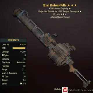 Quad Explosive Rifle Railway ( QE3L - QE 3L ) + 40,000 CAPS