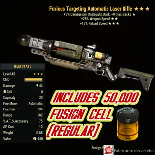 Furious Laser Rifle ( F2515 - F 25 15 ) + 40,000 Caps 