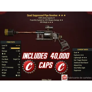QE90 PIPE revolver ( Quad / explosive / -90% reduce weight ) + 40,000 caps