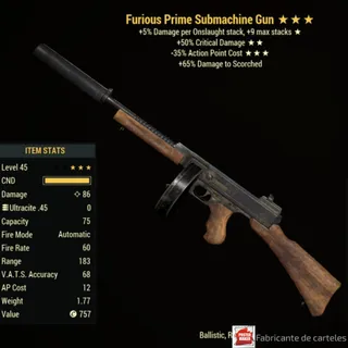 Furious Submachine Gun ( f5035 - F 50 35 ) + 40,000 CAPS